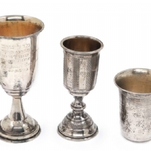 3 כוסות קידוש, עשויות כסף, יצרנים שונים