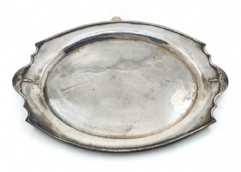 מגש כסף סיני עתיק ויפה לייצוא (Chinese export silver), עשוי כסף