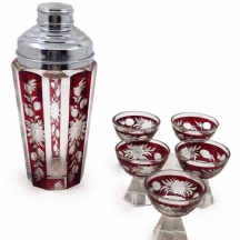 סט בוהמי אר דקו, להכנת משקאות אלכוהוליים, הכולל שייקר, ו-5 כוסיות תואמות.