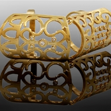 טבעת מפרקים עשויה זהב צהוב 14 קארט משובצת יהלומים.