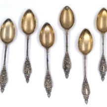 סט של 6 כפיות כסף גרמניות עתיקות ויפות, עשויות כסף '800' (חתום)