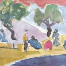 שמשון הולצמן (Shimshon Holzman) - 'דמויות מתחת לשני עצים'