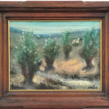 אלברט גולדמן (Albert Goldman) - 'עצי זית' - ציור שמן על בד, חתום,