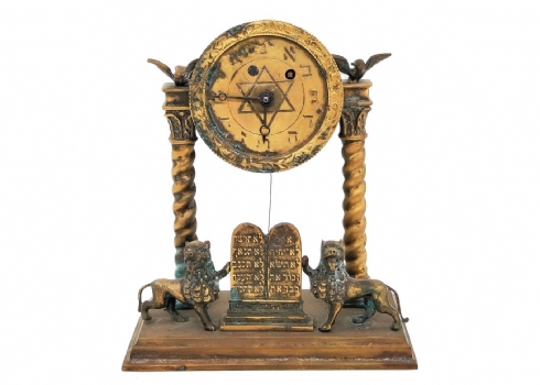 שעון שולחני יהודי עתיק מברונזה, וינה, סוף המאה ה-19,