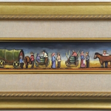 'כרכרות ועגלונים' - ציור שמן על בד צרפתי, חתום: רובינשטיין