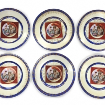 סט של 6 צלחות פורצלן צ'כיות עתיקות לעוגה מתוצרת Rudolf (Richard) Kampf