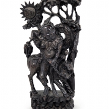 פסל עץ סיני עתיק מהמאה ה-19, עשוי עץ מגולף בעבודת יד אמן בדמות בן אלמוות