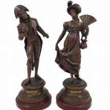 זוג פסלים צרפתים עתיקים מהרבע האחרון של המאה ה-19