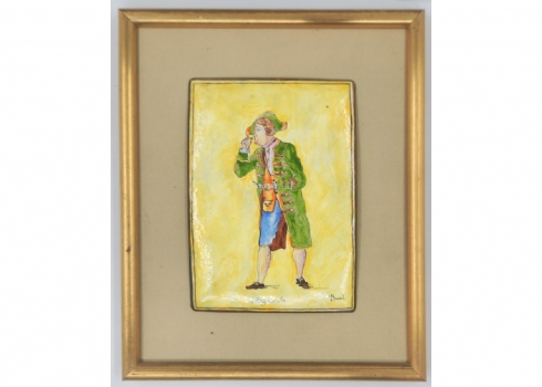 'אציל מריח מלחי הרחה' - לוח אמייל מצוייר ביד על לוח נחושת