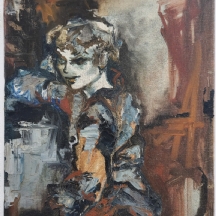 מיקאיל טורובסקי (1933) - 'נערה באפור', ציור שמן על בד, חתום