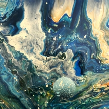 Castros - 'נוף דמיוני בחלל' - שמן על לוח, חתום