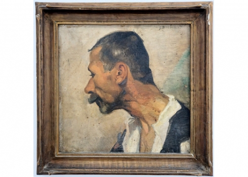 חרלמבוס דומאס (Doumas Charalambos - צייר יווני, 1910-1991) - 'פורטרט גבר מזוקן'