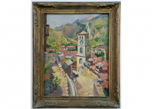 חרלמבוס דומאס Doumas Charalambos (יווני, 1910-1991) - מגדל שעון בכפר יווני