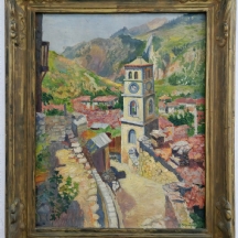 חרלמבוס דומאס Doumas Charalambos (יווני, 1910-1991) - מגדל שעון בכפר יווני