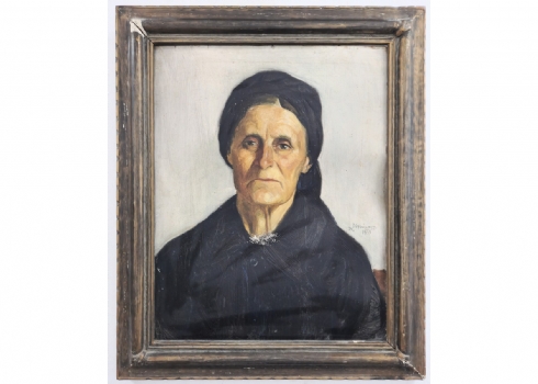חרלמבוס דומאס (Doumas Charalambos - צייר יווני, 1910-1991) - 'אישה לבושה שחורים'