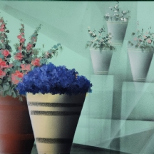 לאון בלאונזראהן (Leon Belaunzaran, מקסיקו, נ. 1944) - "חמישה עציצי פרחים"