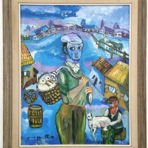 הרשל בן חיים (צבי כספי), 'נער וברווזים בסל' - ציור גדול, שמן על בד