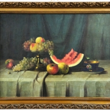 סנדור נאנדורי, הונגריה (Sandor Nandory) - 'טבע דומם עם אבטיח וספל פורצלן עתיק'