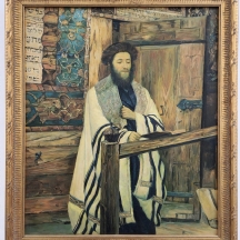 'יהודי בבית הכנסת' - ציור על פי ציורו הנודע של הצייר ההונגרי איזידור קאופמן