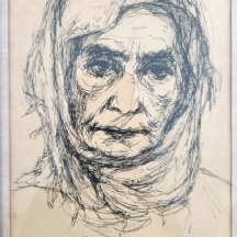 אסתר לוריא (1913-1988) - 'פורטרט אישה יהודייה' - רישום דיו על נייר