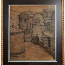 אנה טיכו (Anna Ticho) - 'ירושלים' - אקוורל על נייר, חתום בעיפרון,