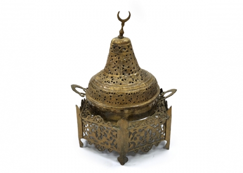 ברזייאר (Brazier) טורקי עותמאני עתיק עשוי פליז, מחורר ומרוקע בעבודת יד