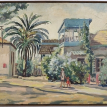 איזיו שרף (אוקראינה / רומניה - ישראל, 1913-1997) - 'אם ובת ליד שער אדום' - ציור