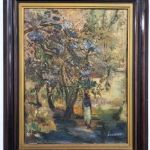 חווה סמואל 'גבר עם טורבן צהוב תחת עץ' - שמן על בד, שנות ה-30/40 בקירוב