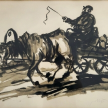 ברנשטיין משה (1920-2006) - ' עגלון יהודי' - ליטוגרפיה גדולה ויפה, חתומה בעיפרון