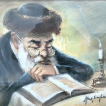מארק זיגבנד, Mark Siegban (פולין, 1903-1986) - 'יהודי לומד תורה לאורו של נר'