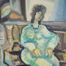 אלברט גולדמן (1922-2011) - 'אישה בירוק' - שמן על בד, חתום