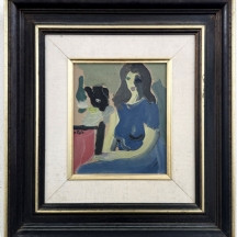 שמואל טפלר (Samuel Tepler) - 'אישה ועששית' - שמן על לוח, חתום