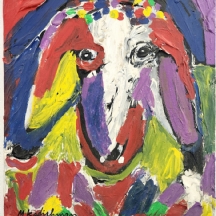 מנשה קדישמן (Menashe Kadishman) - 'ראש כבש' - שמן על בד, חתומה מלפנים ומאחור