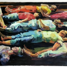 People Leaning on Wall