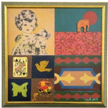 אליעז סלונים (נ. 1958) - 'מופשט 2', שמן וטכניקה מעורבת על לוחות עץ, חתום