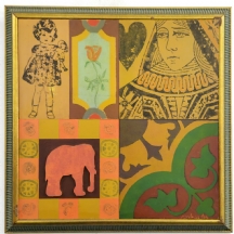 אליעז סלונים (נ. 1958) - 'מופשט 3', שמן וטכניקה מעורבת על לוחות עץ, חתום