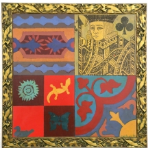 אליעז סלונים (נ. 1958) - 'מופשט 4', שמן וטכניקה מעורבת על לוחות עץ, חתום