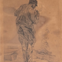 יוזף ישראלס, Jozef Israels (הולנד, 1824-1911)- 'Pijprokende man' - תחריט