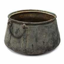 כלי נחושת איסלמי עתיק וגדול, ידיות ברזל, המאה ה-19