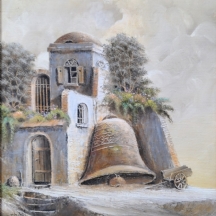 יעקב נובוגרודר (נ.1939)  - 'מריצה ופעמון גדול' - ציור שמן על בד, חתום