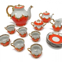 חלקי סט פורצלן רוסי סובייטי מעוטר באמייל וחתום