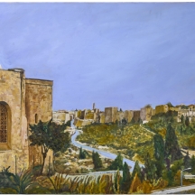 דוד הראל - 'ירושלים', שמן על בד, חתום