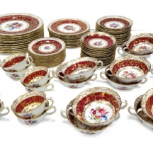 חלקי סט פורצלן אנגלי מתוצרת Hammersley China, מעוטר וחתום