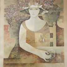 מריו דורטי (ישראלי איטלקי, 1929-2013) - 'אישה וקוביה' - ליטוגרפיה חתומה בעיפרון