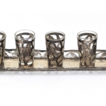 סט ליקר מקסיקני, הכולל מגשון ו-5 כוסות תואמות עשויים כסף סטרלינג 925 (חתום)