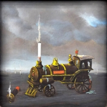 ברוך אלרון (1934-2006) - 'קטר מעשן' - שמן על בד צרפתי, חתום