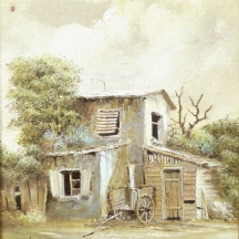 יעקב נובוגרודר (נ.1939)  - 'מריצה ובית' - שמן על בד, חתום