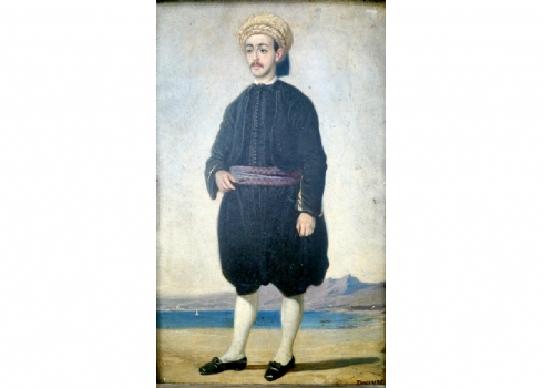 אלכסנדר-גבריאל דקאן (צרפת, 1803-1860) ציור עתיק, שמן על לוח, חתום