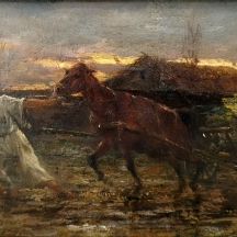 קרולוס פליה (הונגריה, Carolus Pallya 1875-1930) ציור עתיק, שמן על לוח, חתום