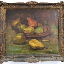 'טבע דומם עם אגסים' - אסכולה הונגרית, שמן על בד, חתום: S. Zad